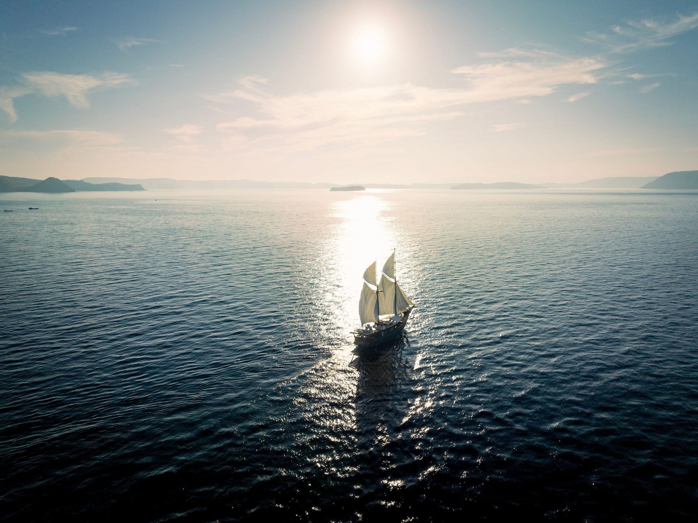 The Raja Ampat archipelago stretching to the horizon at golden hour