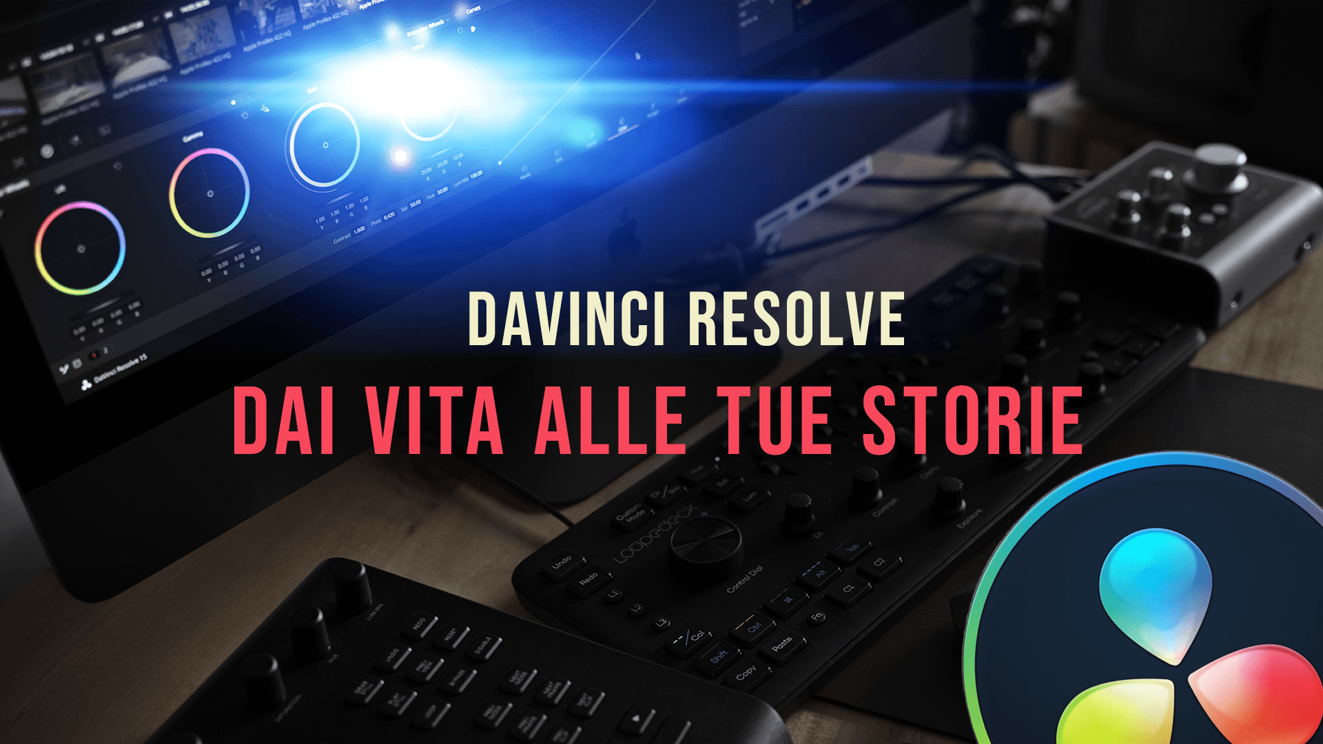 Cover of the Italian DaVinci Resolve post-production course by Oliver Astrologo